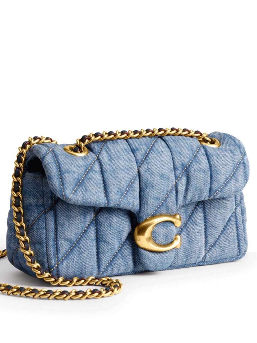 Coach Quilted Denim Crossbody with Gold Chain - Blue NWT Dust Bag Retail $475 - Picture 14 of 14
